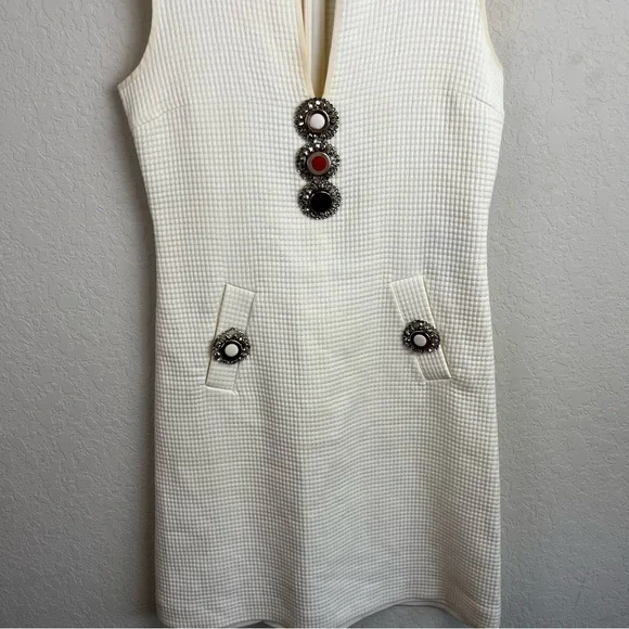 Fendi Dress Textured Sleeveless Mini Jewel Embellished Shift - Picture 5 of 16